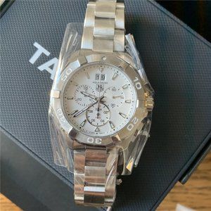 TAG HEUER CAY1111.BA0927 AQURACER QUARTZ CHRONOGRAPH MEN'S Watch 43mm White Dial